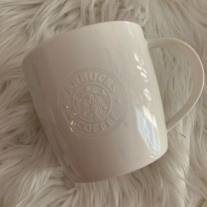 Starbucks 2009 White Embossed Mermaid logo Mug